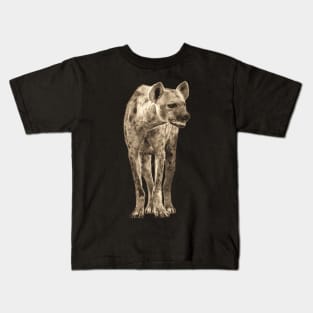 Spotted Hyena in Vintage Sepia Kids T-Shirt